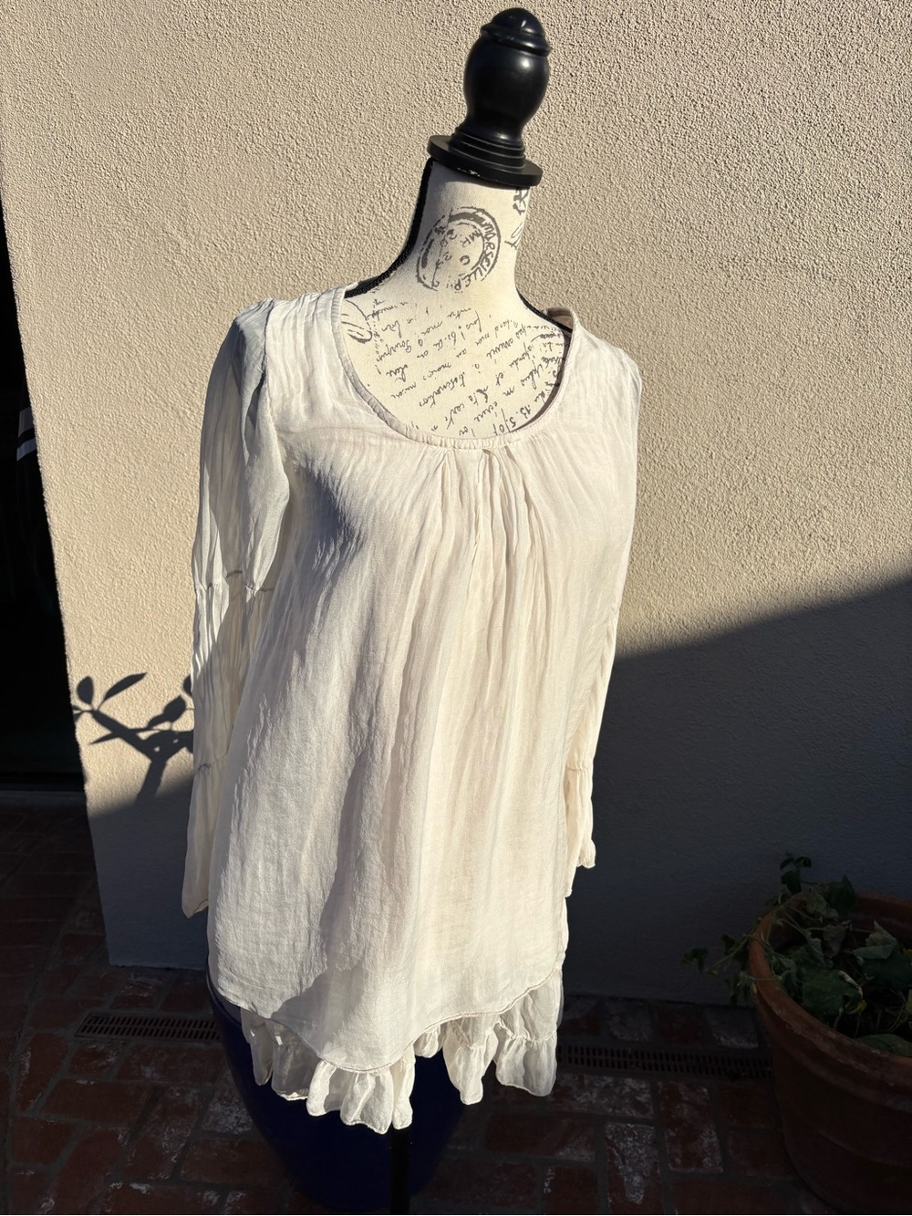 Sundance Cream Lightweight Boho Tunic Top